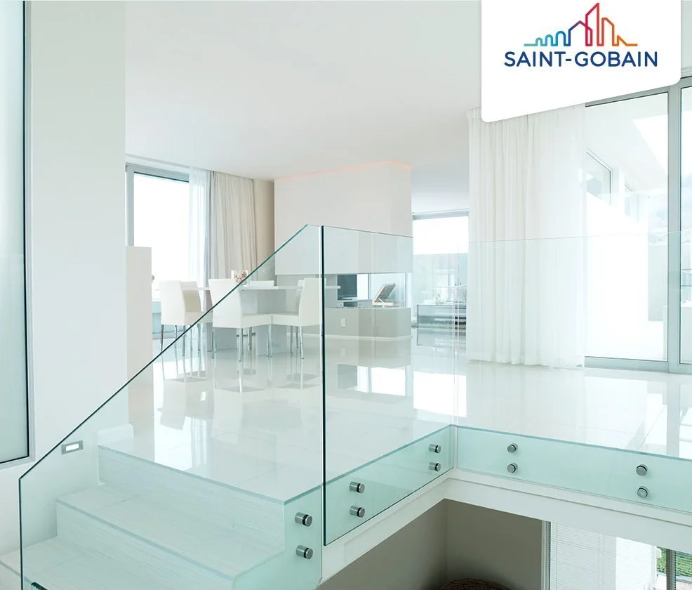 Saint-Gobain toughened glass staircase railing